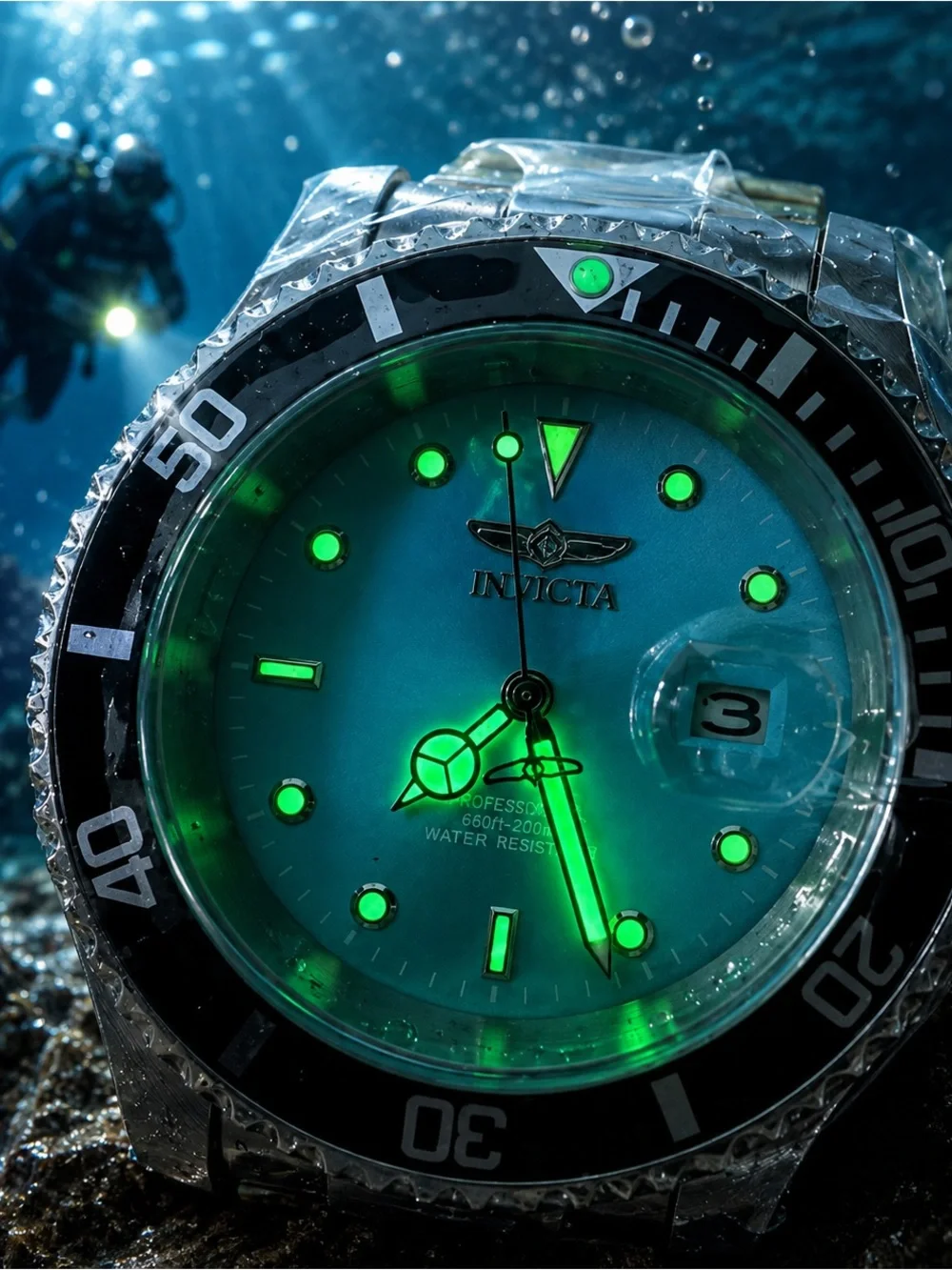 Invicta Men's Turquoise Dial Dive Watch - Stainless Steel